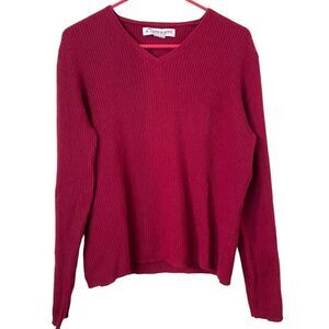 A. Giannetti Red 100% Cashmere V Neck Sweater Size L/XL